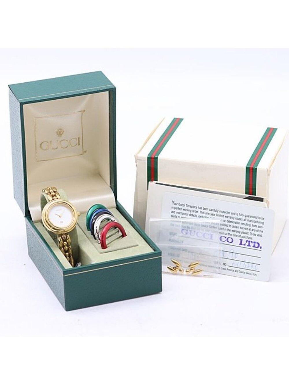 Gucci Box with Frame Change Bezel Quartz White Dial Watch